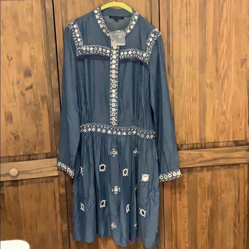 Boston Proper Chambray dress with beaded detail